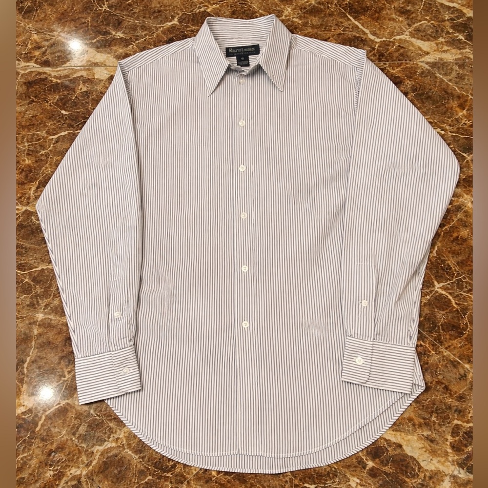 Vintage Ralph Lauren Collection Classics Pinstripe Button-Down Shirt W Size 10 - Picture 3 of 7